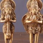 Brass Garuda & Hanuman Pair 4" | Divine Statues | Devotion, Strength & Service | 600g Intricate Handcrafted Idols | Home Temple Spiritual Decor | Jaipurio